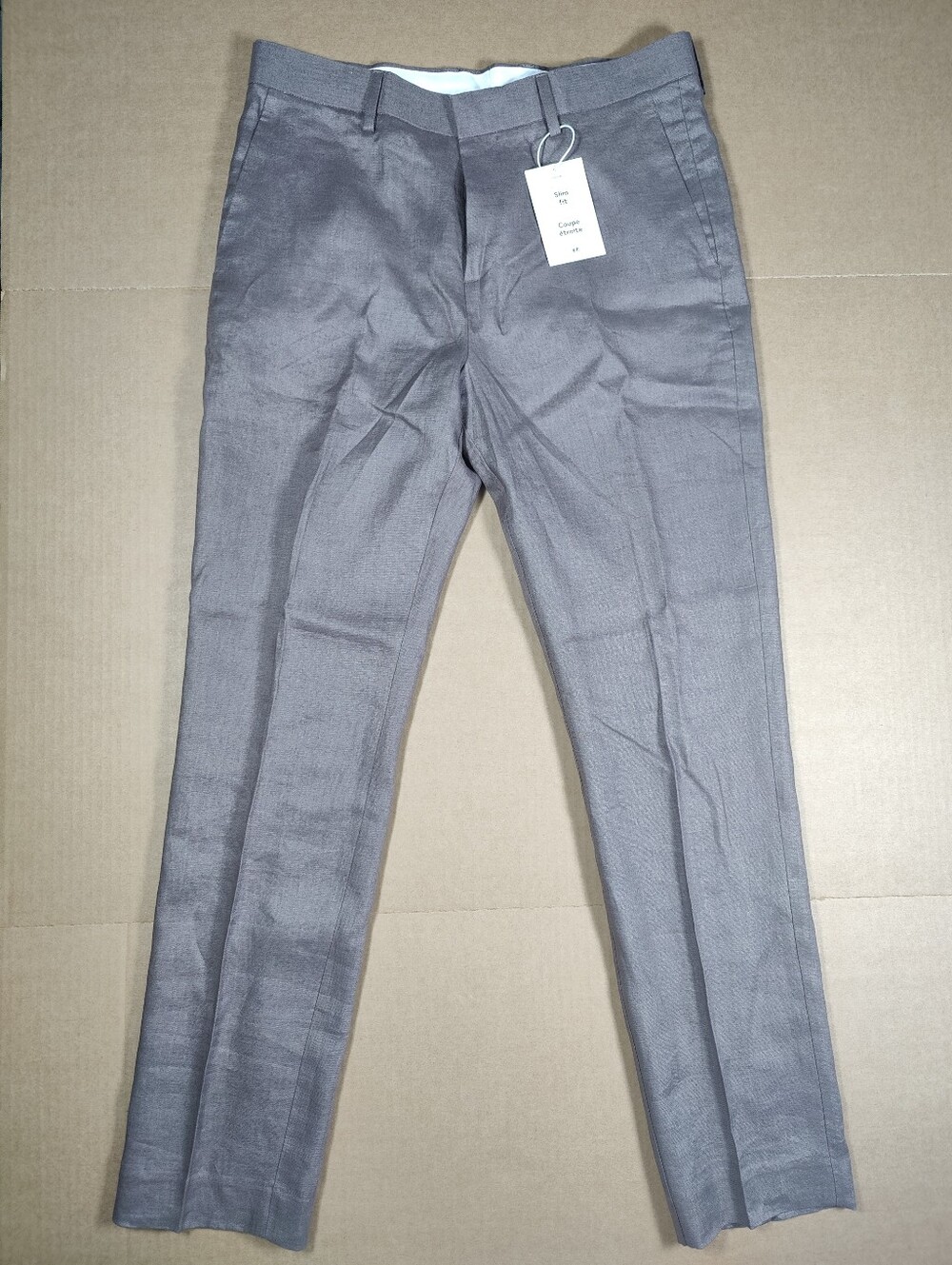 NWT H&M Taupe Brown 100% Linen Slim Fit Dress Pants Size 33x31
